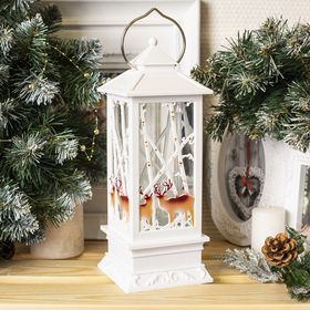 

Светодиодная фигура «Фонарь с оленями» 11 × 27 × 11 см, пластик, блёстки, батарейки ААх3 (не в комплекте), свечение тёплое белое