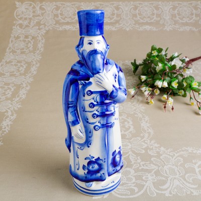 Штоф "Боярин", 0,8, гжель, фарфор, 2 с