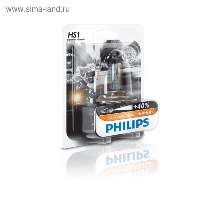 Лампа для мотоциклов PHILIPS, 12 В, HS1, CityVision, +40% света, белый яркий свет