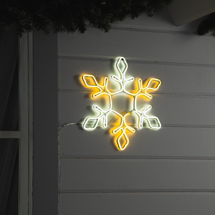 Неоновая фигура «Снежинка», 37 см, 288 LED, 12 В, 8 режимов, свечение белое/тёплое белое