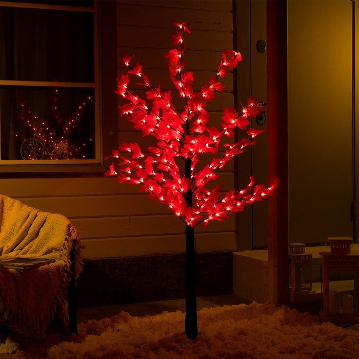 Светодиодное дерево «Клён красный» 1.6 м, 160 LED, постоянное свечение, 220 В, свечение красное светодиодное дерево фиолетовый клён 1 5 м 600 led постоянное свечение 220 в свечение белое