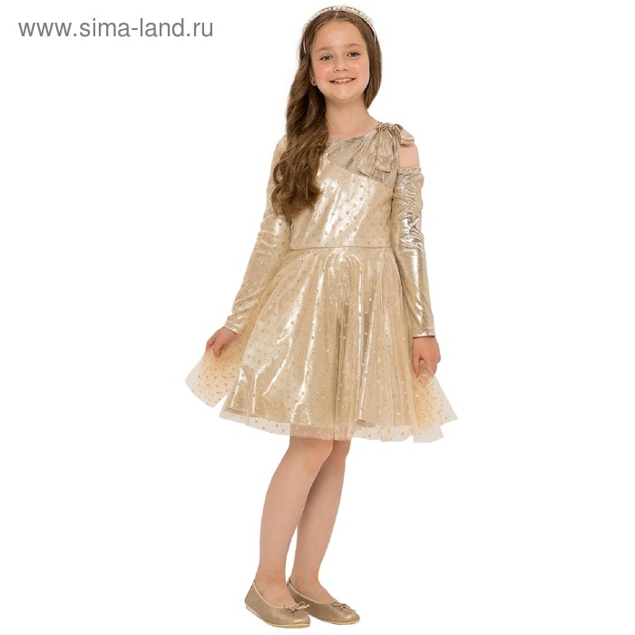 фото Платье для девочек, рост 134 см, цвет золотой карамелли