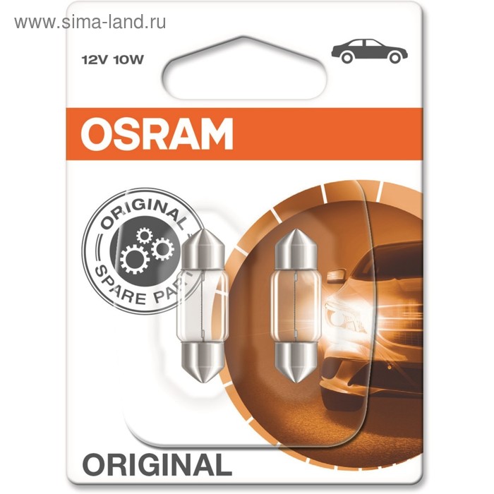 фото Лампа автомобильная osram, t10.5, 12 в, 10 вт, (sv8,5-31/10), набор 2 шт, 6438-02b