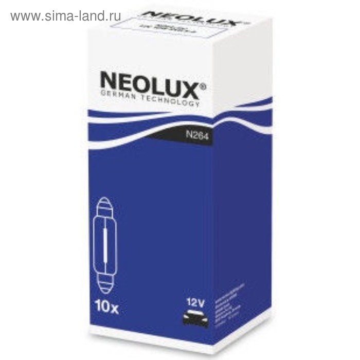 Лампа автомобильная NEOLUX, T10.5, 12 В, 10 Вт, (SV8,5-41/11), N264