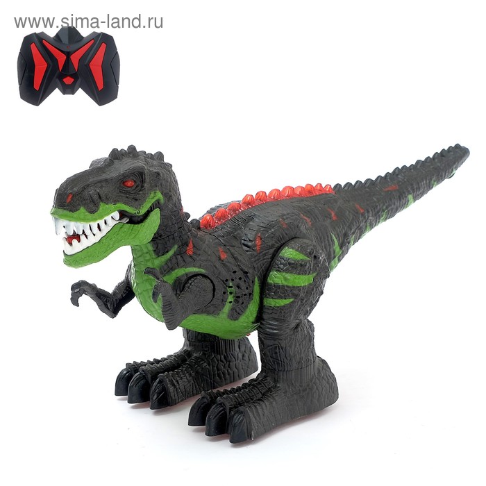 динозавр радиоуправляемый t rex двигает головой работает от аккумулятора цвет оранжевый Динозавр радиоуправляемый T-REX, двигает головой, работает от аккумулятора, свет и звук, МИКС