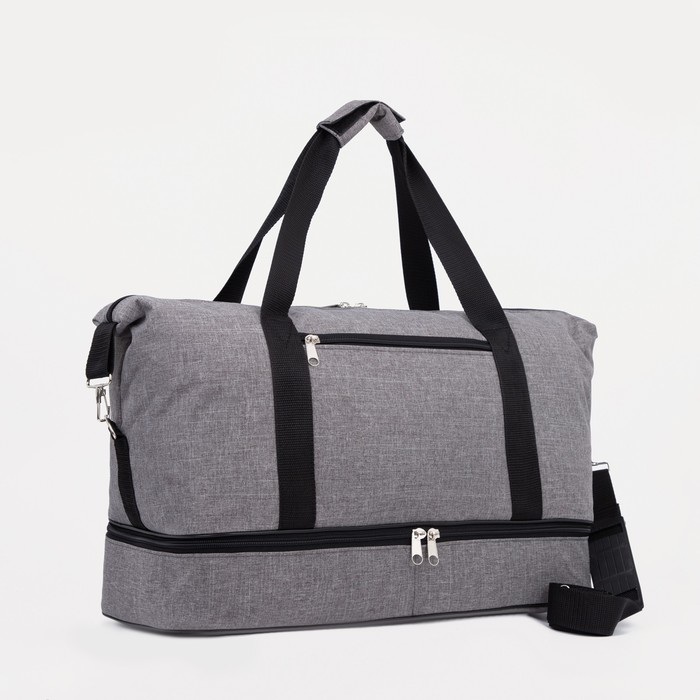 фото Сумка спортивная, отдел на молнии, 2 наружных кармана, длинный ремень, цвет серый зфтс