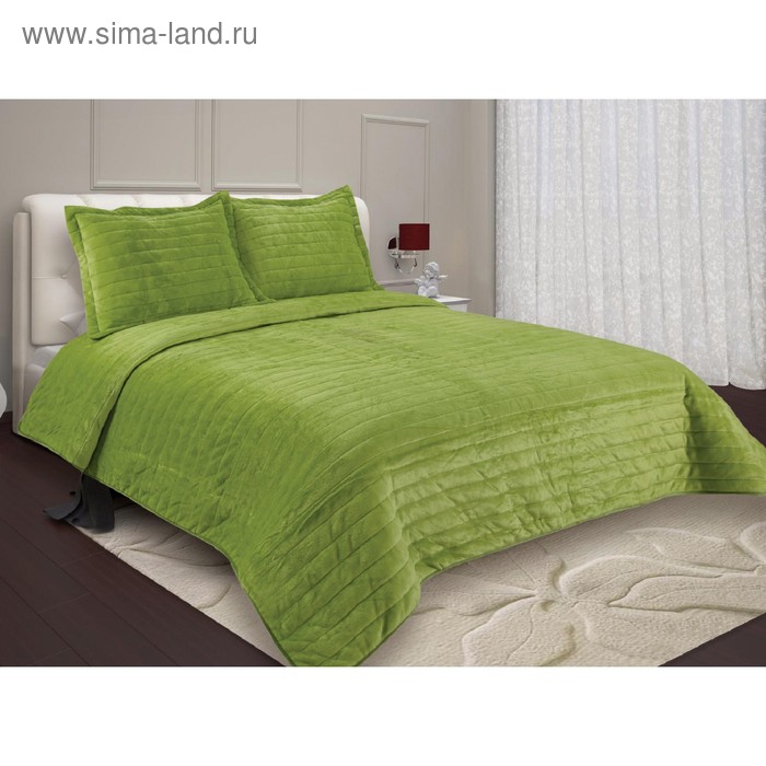 Комплект Bland: покрывало 230×250 см, наволочка 50×70-2 шт, цвет зелёный