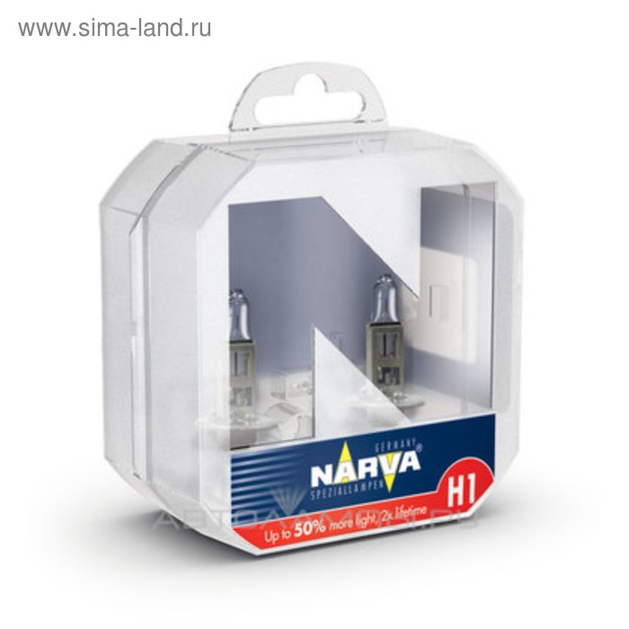 Лампа автомобильная Narva RP50 +50%, H1, 12 В, 55 Вт, набор 2 шт, 48334 (пу.2)