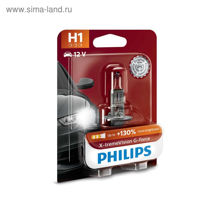 

Лампа автомобильная Philips X-tremeVision G-force +130%, H1, 12 В, 55 Вт, 12258XVGB1