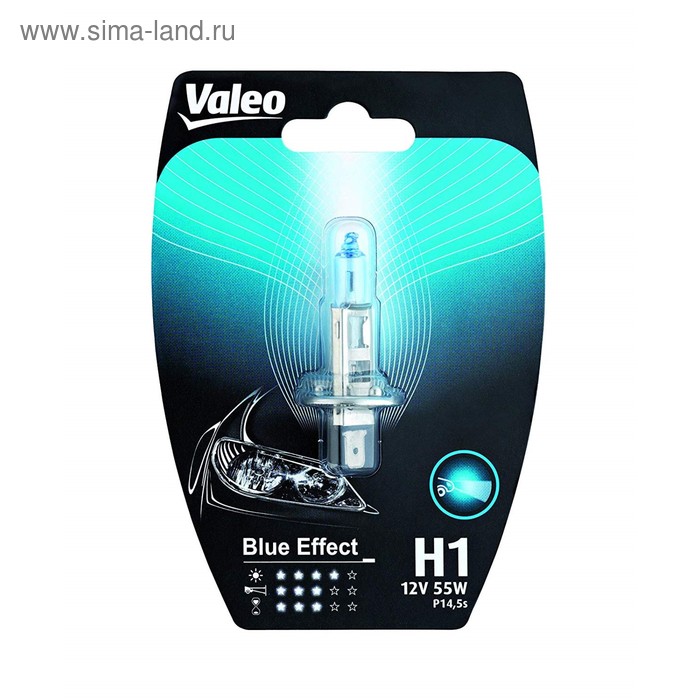 Лампа автомобильная VALEO Blue Effect, H1, 12 В, 55 Вт, 32504 (бл.1) лампа автомобильная valeo blue effect h1 12 в 55 вт набор 2 шт 32604