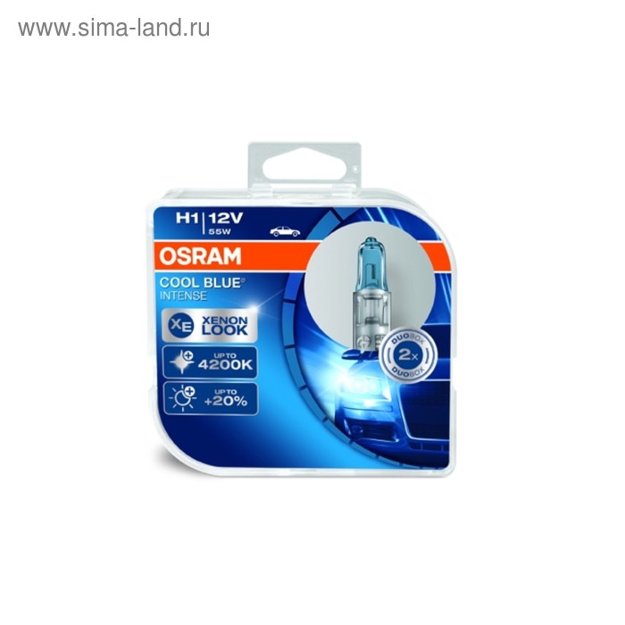 

Лампа автомобильная Osram Cool Blue Intense, H1, 12 В, 55 Вт, набор 2 шт, 64150CBI-HCB