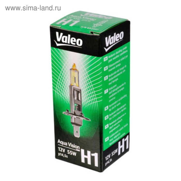 Лампа автомобильная VALEO Aqua Vision, H1, 12 В, 55 Вт, 32507 лампа автомобильная valeo blue effect h1 12 в 55 вт набор 2 шт 32604