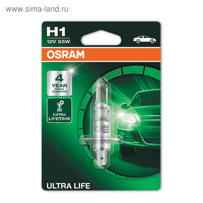 фото Лампа автомобильная osram ultra life, h1, 12 в, 55 вт, 64150ult-01b