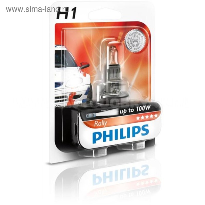 фото Лампа автомобильная philips rally, h1, 12 в, 100 вт, 12454rab1