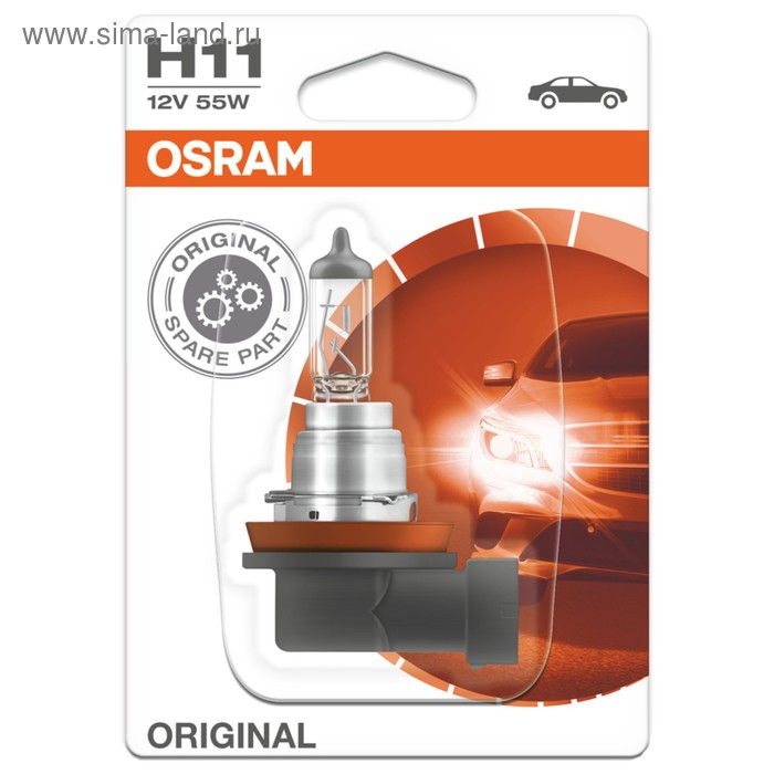Лампа автомобильная Osram H11, 12 В, 55 Вт, PGJ19-2, 64211-01B лампа автомобильная osram 64211 h11 original line 55w 12v