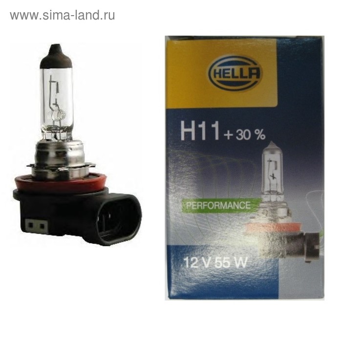 Лампа автомобильная Hella +30%, H11, 12 В, 55 Вт, 8GH 008 358-151