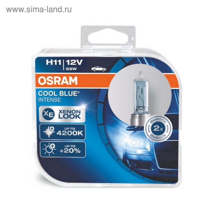 фото Лампа автомобильная osram cool blue intense, h11, 12 в, 55 вт, набор 2 шт, 64211cbi-hcb