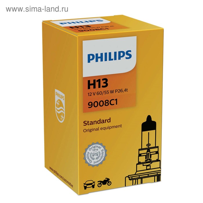 фото Лампа автомобильная philips, h13, 12 в, 60/55 вт, 9008c1