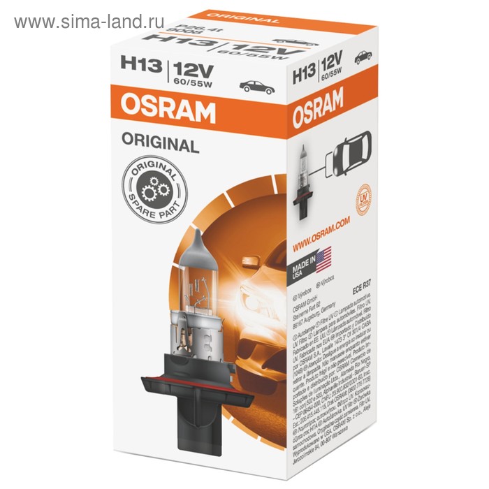 фото Лампа автомобильная osram, h13, 12 в, 60/55 вт, 9008