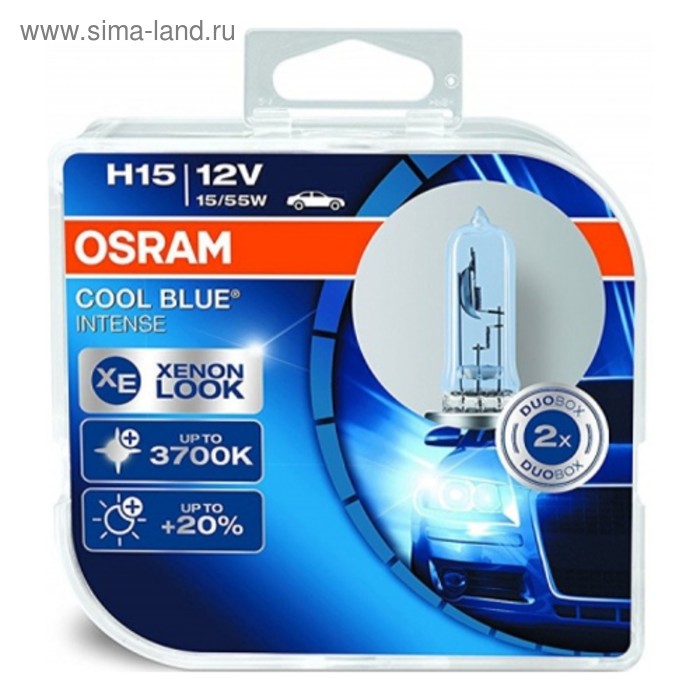 фото Лампа автомобильная osram cool blue intense, h15, 12 в, 15/55 вт, набор 2 шт, 64176cbi-hcb