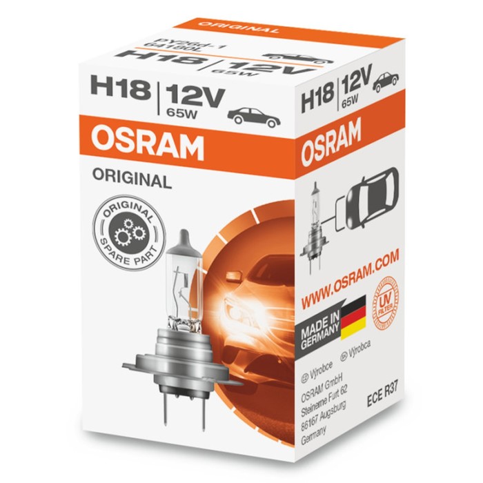 Лампа автомобильная Osram, H18, 12 В, 55 Вт, 64180L лампа автомобильная osram h21w 12 в 21 вт 64136
