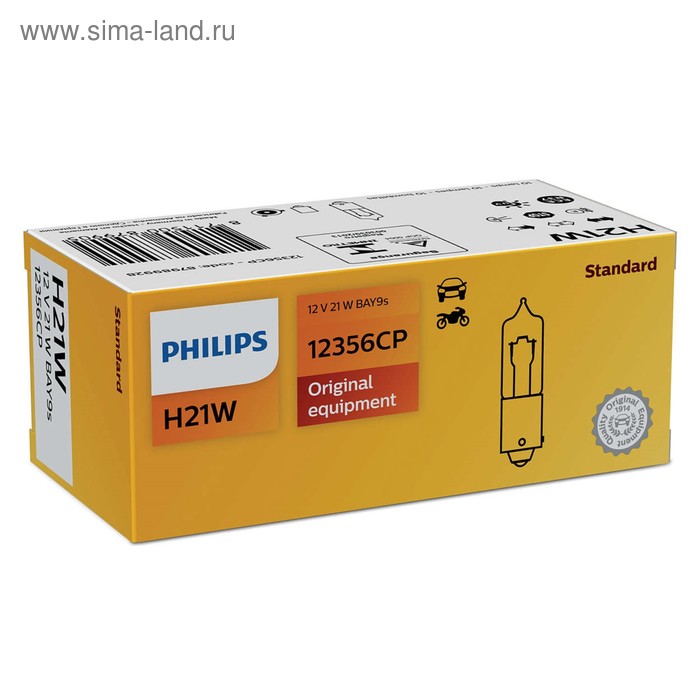 фото Лампа автомобильная philips, h21w, 12 в, 21 вт, 12356cp