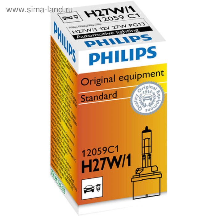 фото Лампа автомобильная philips, h27w/1, 12 в, 27 вт, 12059c1