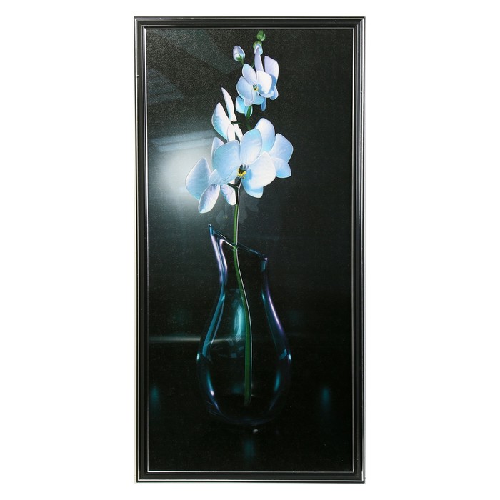 Картина "Белые цветы в вазе" 33х70 см (36х73см)