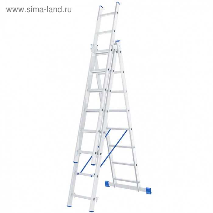 Лестница шарнирная Сибртех 97818, алюминиевая, трехсекционная, 3х8 ступеней лестница шарнирная сибртех 97884 алюминиевая 4х4х5 ступеней