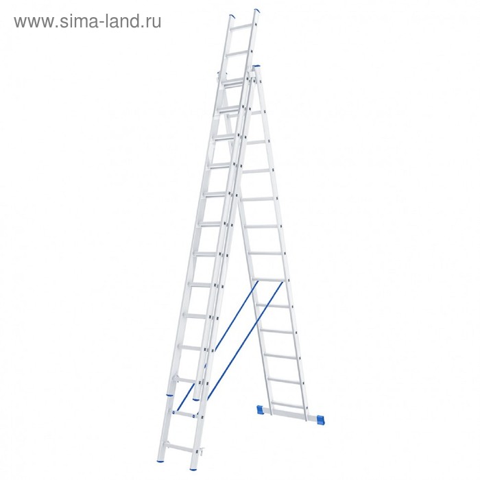 Лестница шарнирная Сибртех 97823, алюминиевая, трехсекционная, 3х13 ступеней