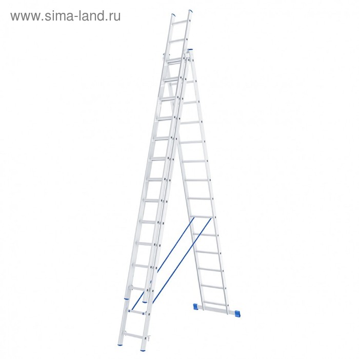 Лестница шарнирная Сибртех 97824, алюминиевая, трехсекционная, 3х14 ступеней