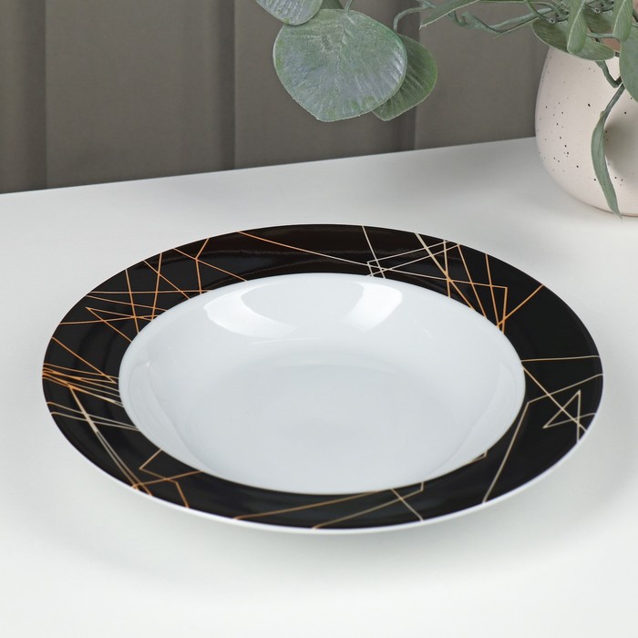 Тарелка керамическая глубокая Доляна «Кассиопея», 300 мл, d=21 см тарелка керамическая пирожковая доляна кассиопея d 19 см цвет чёрный