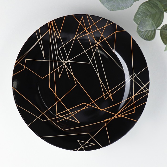 Тарелка керамическая обеденная Доляна «Кассиопея», d=24 см, цвет чёрный тарелка керамическая обеденная крем d 24 7 см цвет бежевый