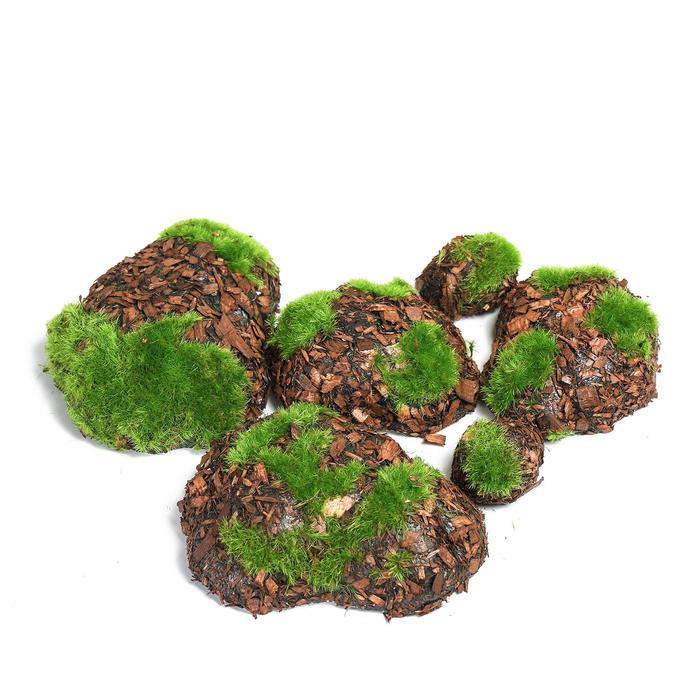 фото Мох искусственный «камни», с корой, набор 6 шт. greengo