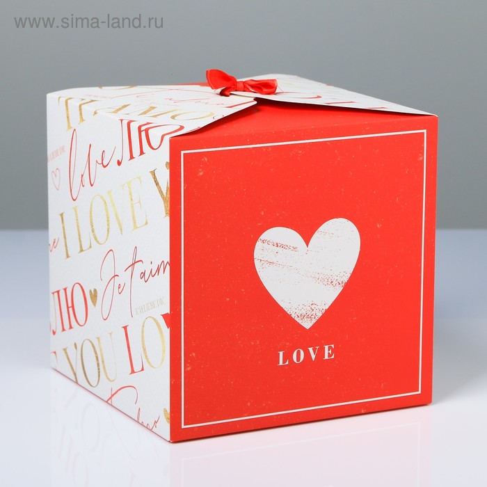 Коробка подарочная складная, упаковка, «Люблю», 18 х 18 х 18 см коробка складная 8 марта 18 х 18 х 18 см
