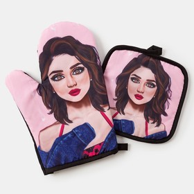 

Кух. набор 2 пр. Этель Love Life "Милашка", прихв. 17*17 см, рукав. 26*16 см,100% п/э