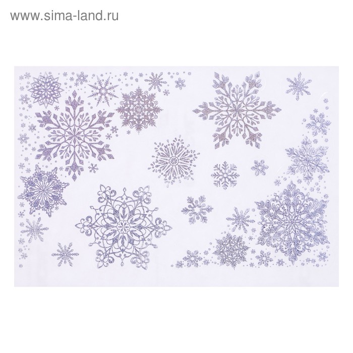 фото Набор наклеек "снежный вихрь" голографическая фольга, снежинки, 16,7 х 24,6 см фда-card