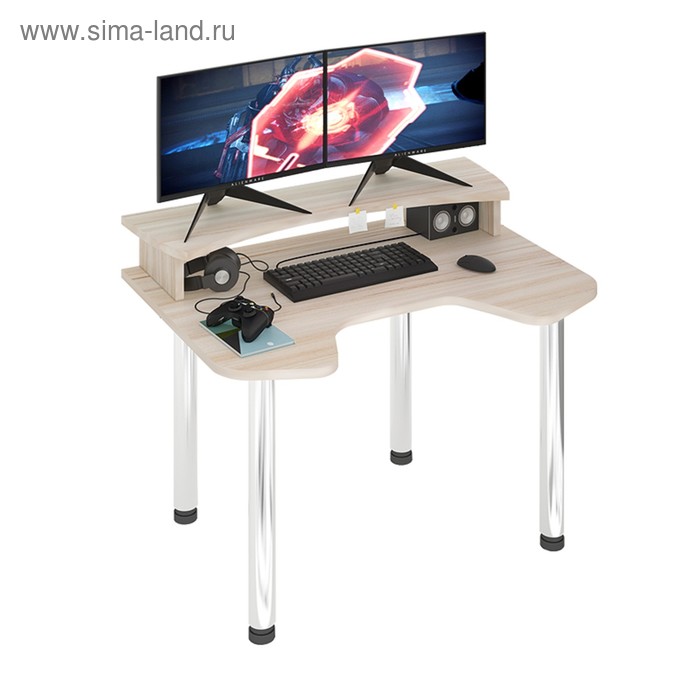 Стол СКЛ-Игр120МО с надстройкой, 1200 × 900 × 950 мм, цвет карамель стол скл софт120мо с надстройкой 1200 × 750 × 950 мм цвет карамель