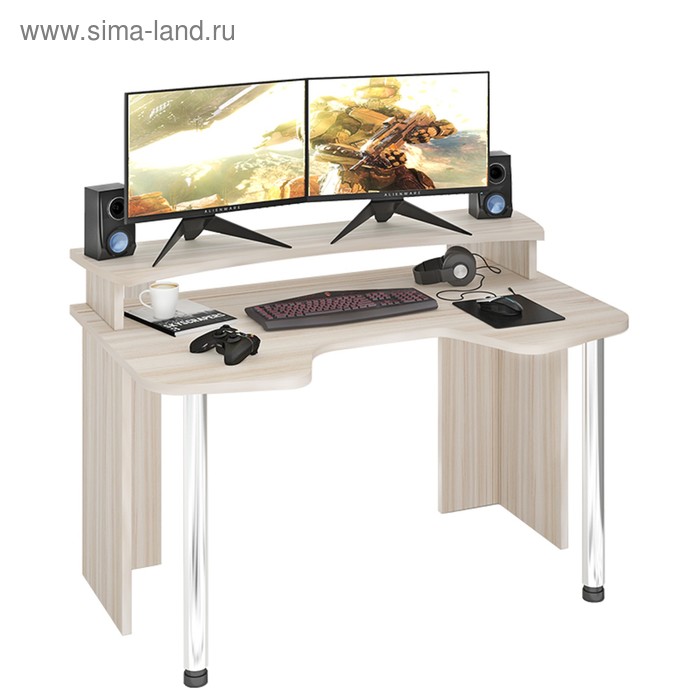 Стол СКЛ-Игр140 с надстройкой, 1400 × 900 × 950 мм, цвет карамель стол компьтерный мэрдэс скл игр140 к
