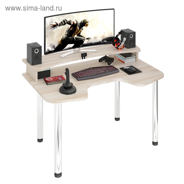Стол СКЛ-Игр140МО с надстройкой, 1400 × 900 × 950 мм, цвет карамель стол компьтерный мэрдэс скл игр140мо ч черный