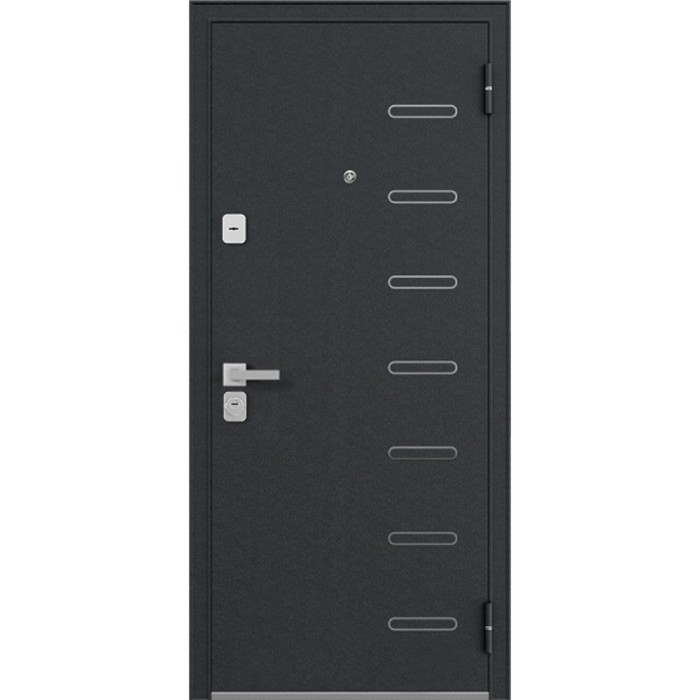 Входная дверь Latte, 2050 × 960 мм, левая, цвет чёрный шелк / дуб светлый матовый