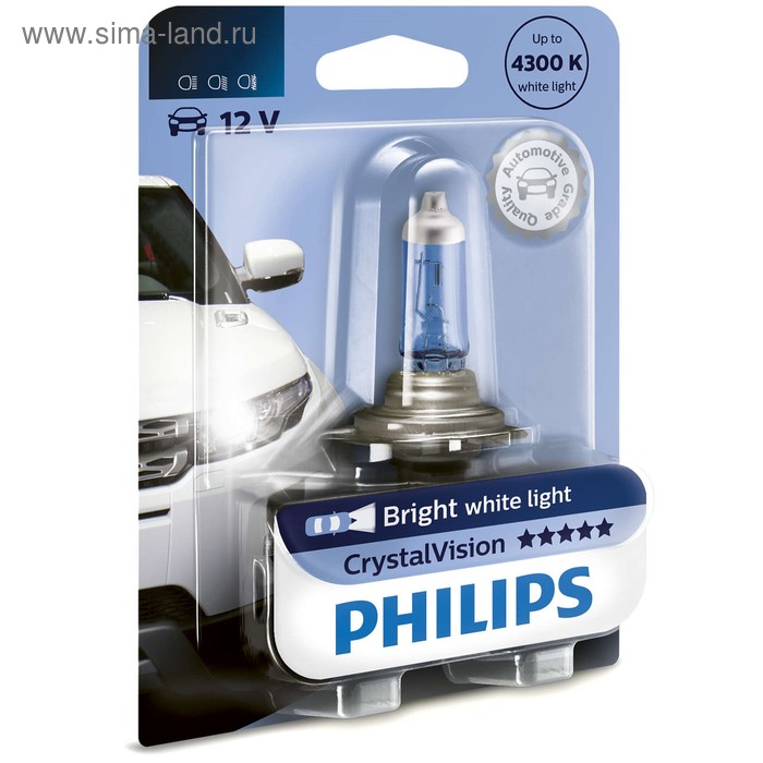 фото Лампа автомобильная philips crystal vision, h3, 12 в, 55 вт, 12336cvb1