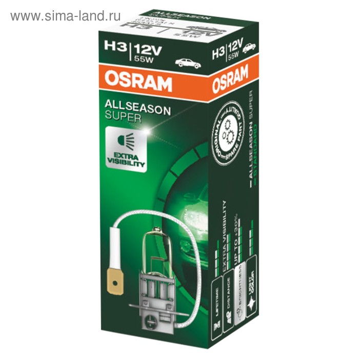 Лампа автомобильная Osram Allseason, H3, 12 В, 55 Вт, 64151ALS