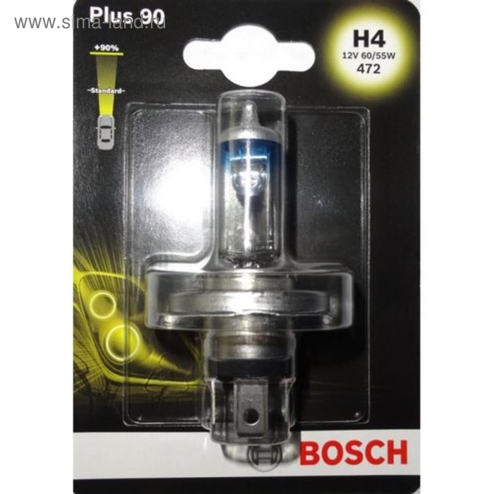 фото Лампа автомобильная bosch +90%, h4, 12 в, 60/55 вт, 1987301077