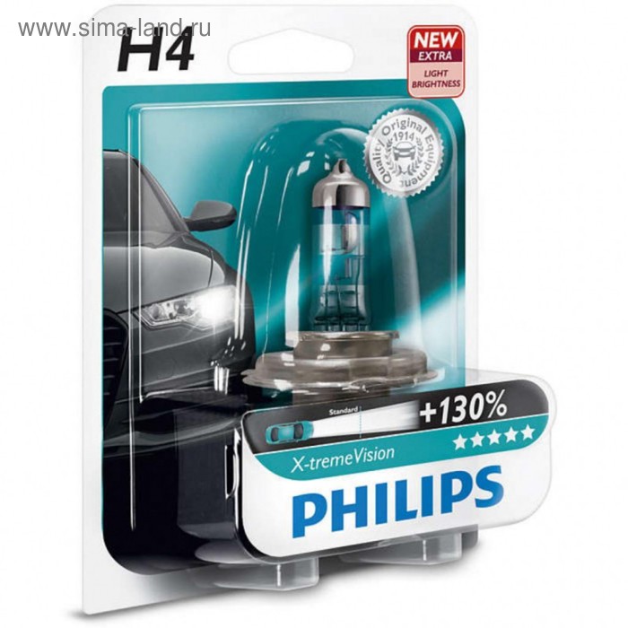 фото Лампа автомобильная philips x-treme vision +130%, h4, 12 в, 60/55 вт, 12342xv+b1