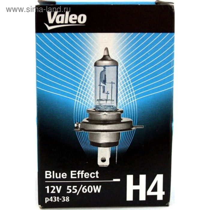 фото Лампа автомобильная valeo blue effect, h4, 12 в, 60/55 вт, 32513