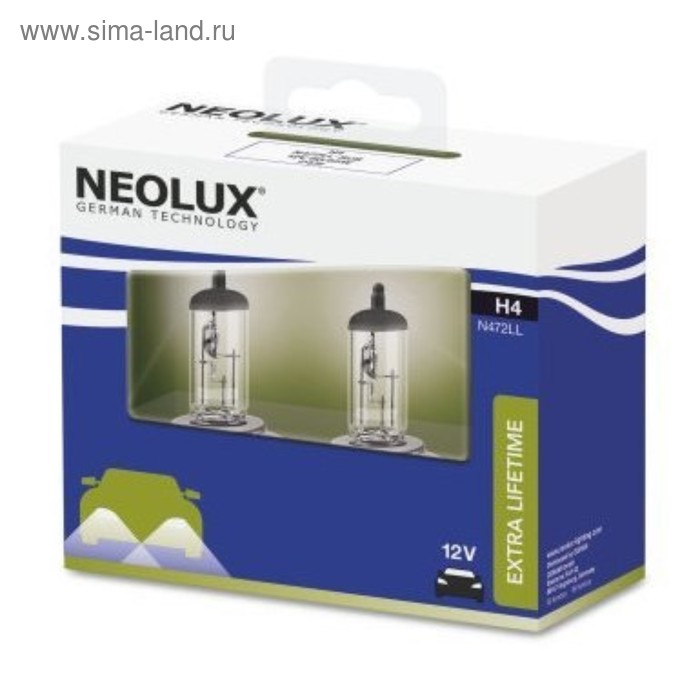 фото Лампа автомобильная neolux extra lifetime, h4, 12 в, 60/55 вт, n472ll-scb