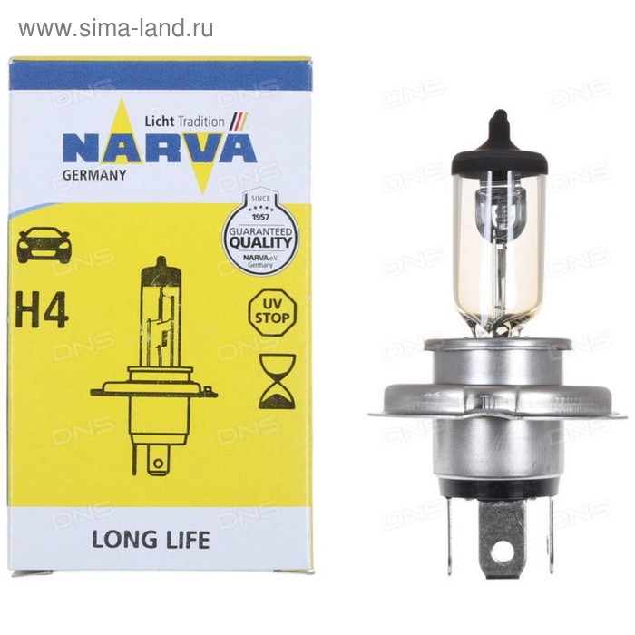 фото Лампа автомобильная narva long life, h4, 12 в, 60/55 вт, 48889