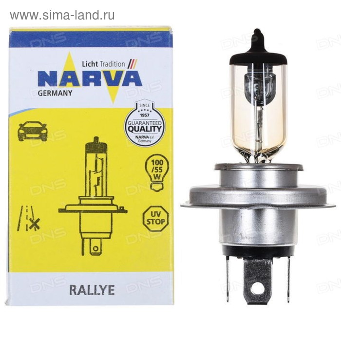 Лампа автомобильная Narva Rally, H4, 12 В, 100/55 Вт, 48911 лампа автомобильная narva rally h4 12 в 100 55 вт 48911