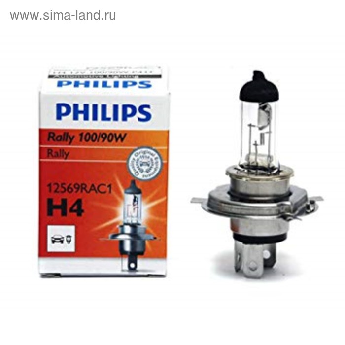 Лампа автомобильная Philips Rally, H4, 12 В, 100/90 Вт, 12569RAC1 лампа автомобильная narva rpw h4 12 в 100 90 вт w5w набор 2 шт 98015